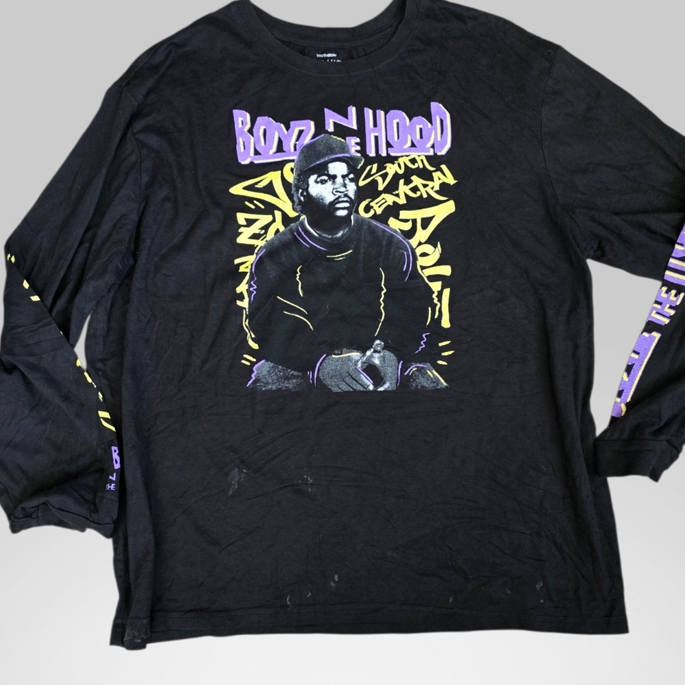 Fifth Sun Black Long Sleeve Tee with White Print
